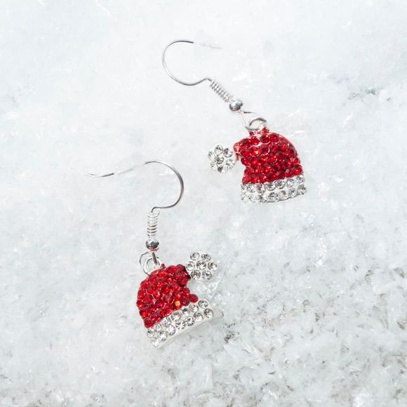 NWT Merry Rhinestone Santa Hat Earrings - Picture 2 of 3